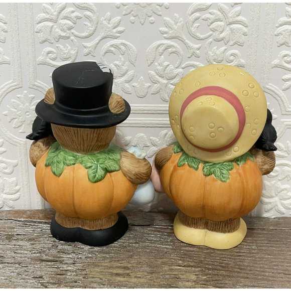Vintage Halloween Home Interiors  Pumpkin Patch Bears Set Kitschy Great Gift - Picture 5 of 9
